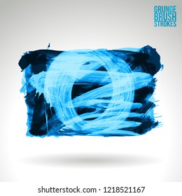 Blue brush stroke and texture. Grunge vector abstract hand - painted element. Underline and border design.