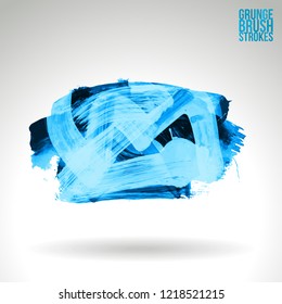 Blue brush stroke and texture. Grunge vector abstract hand - painted element. Underline and border design.