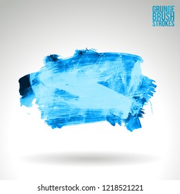 Blue brush stroke and texture. Grunge vector abstract hand - painted element. Underline and border design.