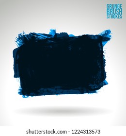 Blue brush stroke and texture. Grunge vector abstract hand - painted element. Underline and border design.
