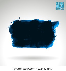Blue brush stroke and texture. Grunge vector abstract hand - painted element. Underline and border design.