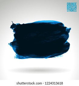 Blue brush stroke and texture. Grunge vector abstract hand - painted element. Underline and border design.