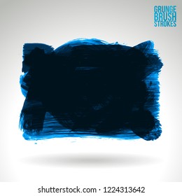 Blue brush stroke and texture. Grunge vector abstract hand - painted element. Underline and border design.