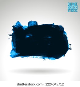 Blue brush stroke and texture. Grunge vector abstract hand - painted element. Underline and border design.