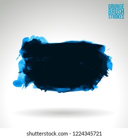 Blue brush stroke and texture. Grunge vector abstract hand - painted element. Underline and border design.