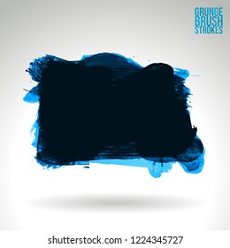 Blue brush stroke and texture. Grunge vector abstract hand - painted element. Underline and border design.