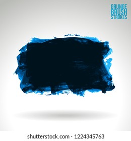Blue brush stroke and texture. Grunge vector abstract hand - painted element. Underline and border design.