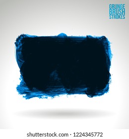 Blue brush stroke and texture. Grunge vector abstract hand - painted element. Underline and border design.