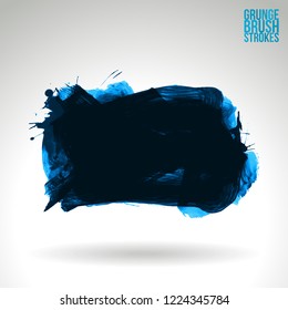 Blue brush stroke and texture. Grunge vector abstract hand - painted element. Underline and border design.
