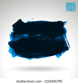 Blue brush stroke and texture. Grunge vector abstract hand - painted element. Underline and border design.