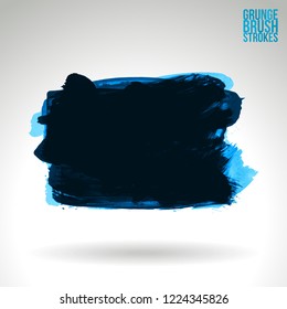 Blue brush stroke and texture. Grunge vector abstract hand - painted element. Underline and border design.