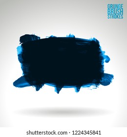 Blue brush stroke and texture. Grunge vector abstract hand - painted element. Underline and border design.