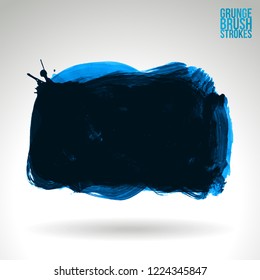 Blue brush stroke and texture. Grunge vector abstract hand - painted element. Underline and border design.