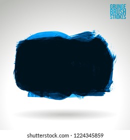 Blue brush stroke and texture. Grunge vector abstract hand - painted element. Underline and border design.