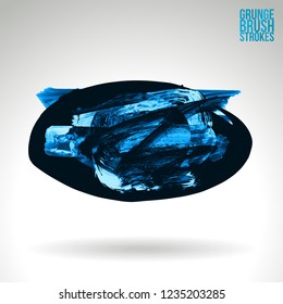 Blue brush stroke and texture. Grunge vector abstract hand - painted element. Underline and border design.