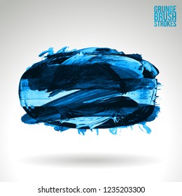 Blue brush stroke and texture. Grunge vector abstract hand - painted element. Underline and border design.