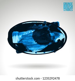 Blue brush stroke and texture. Grunge vector abstract hand - painted element. Underline and border design.