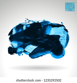 Blue brush stroke and texture. Grunge vector abstract hand - painted element. Underline and border design.