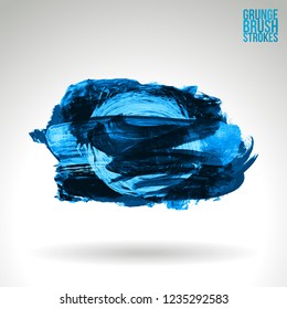 Blue brush stroke and texture. Grunge vector abstract hand - painted element. Underline and border design.