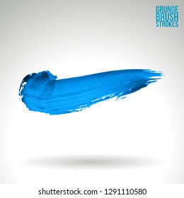 Blue brush stroke and texture. Grunge vector abstract hand - painted element. Underline and border design.