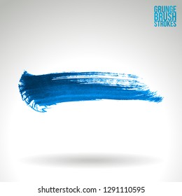 Blue brush stroke and texture. Grunge vector abstract hand - painted element. Underline and border design.