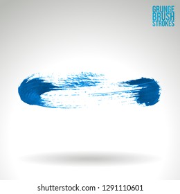 Blue brush stroke and texture. Grunge vector abstract hand - painted element. Underline and border design.