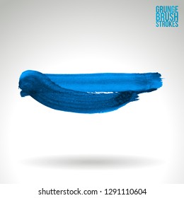 Blue brush stroke and texture. Grunge vector abstract hand - painted element. Underline and border design.