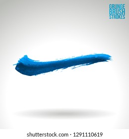 Blue brush stroke and texture. Grunge vector abstract hand - painted element. Underline and border design.