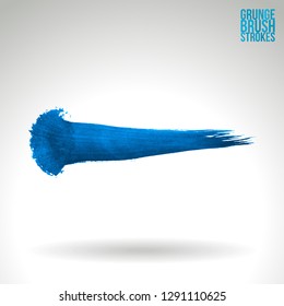 Blue brush stroke and texture. Grunge vector abstract hand - painted element. Underline and border design.
