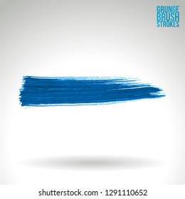 Blue brush stroke and texture. Grunge vector abstract hand - painted element. Underline and border design.