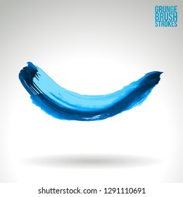 Blue brush stroke and texture. Grunge vector abstract hand - painted element. Underline and border design.