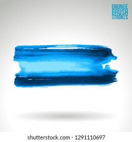Blue brush stroke and texture. Grunge vector abstract hand - painted element. Underline and border design.