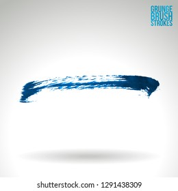 Blue brush stroke and texture. Grunge vector abstract hand - painted element. Underline and border design.