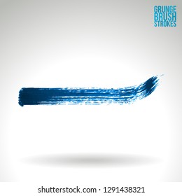Blue brush stroke and texture. Grunge vector abstract hand - painted element. Underline and border design.