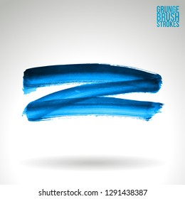 Blue brush stroke and texture. Grunge vector abstract hand - painted element. Underline and border design.