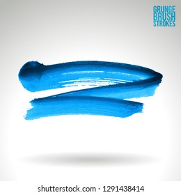 Blue brush stroke and texture. Grunge vector abstract hand - painted element. Underline and border design.
