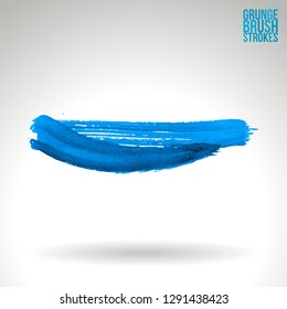 Blue brush stroke and texture. Grunge vector abstract hand - painted element. Underline and border design.