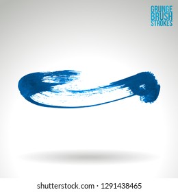 Blue brush stroke and texture. Grunge vector abstract hand - painted element. Underline and border design.