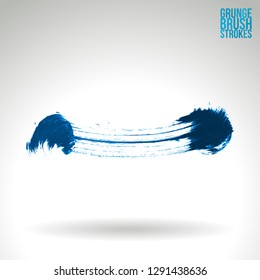 Blue brush stroke and texture. Grunge vector abstract hand - painted element. Underline and border design.