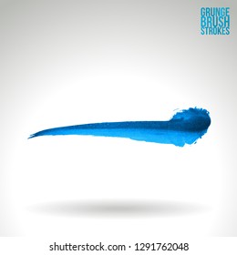 Blue brush stroke and texture. Grunge vector abstract hand - painted element. Underline and border design.