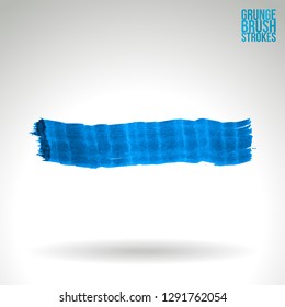 Blue brush stroke and texture. Grunge vector abstract hand - painted element. Underline and border design.