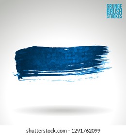 Blue brush stroke and texture. Grunge vector abstract hand - painted element. Underline and border design.