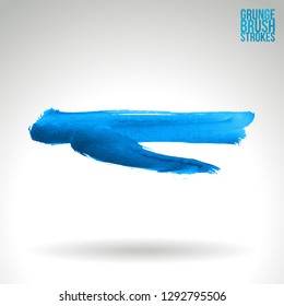 Blue brush stroke and texture. Grunge vector abstract hand - painted element. Underline and border design.
