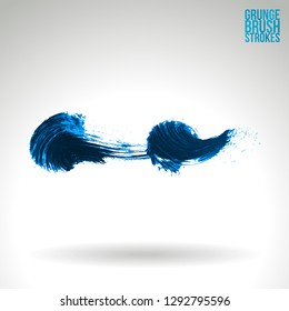 Blue brush stroke and texture. Grunge vector abstract hand - painted element. Underline and border design.
