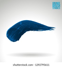 Blue brush stroke and texture. Grunge vector abstract hand - painted element. Underline and border design.