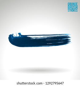 Blue brush stroke and texture. Grunge vector abstract hand - painted element. Underline and border design.