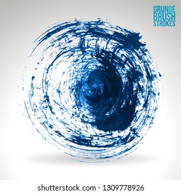 Blue brush stroke and texture. Grunge vector abstract hand - painted element. Underline and border design.