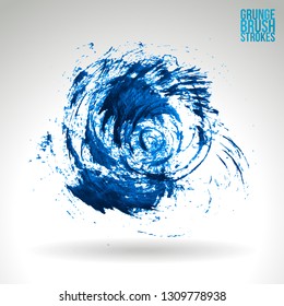 Blue brush stroke and texture. Grunge vector abstract hand - painted element. Underline and border design.