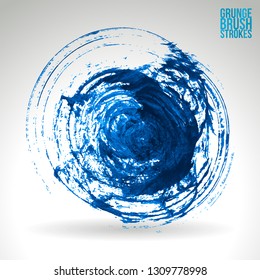 Blue brush stroke and texture. Grunge vector abstract hand - painted element. Underline and border design.