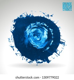 Blue brush stroke and texture. Grunge vector abstract hand - painted element. Underline and border design.